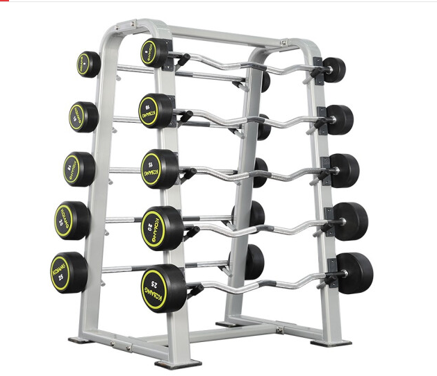 康強杠鈴組直桿、曲桿包膠固定式杠鈴健身房專用 杠鈴組合